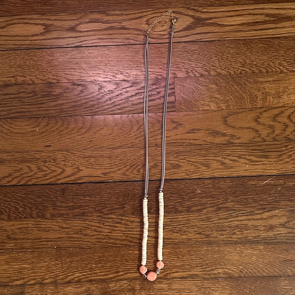 J. Jill Cream and Pink Beaded Pendant Necklace